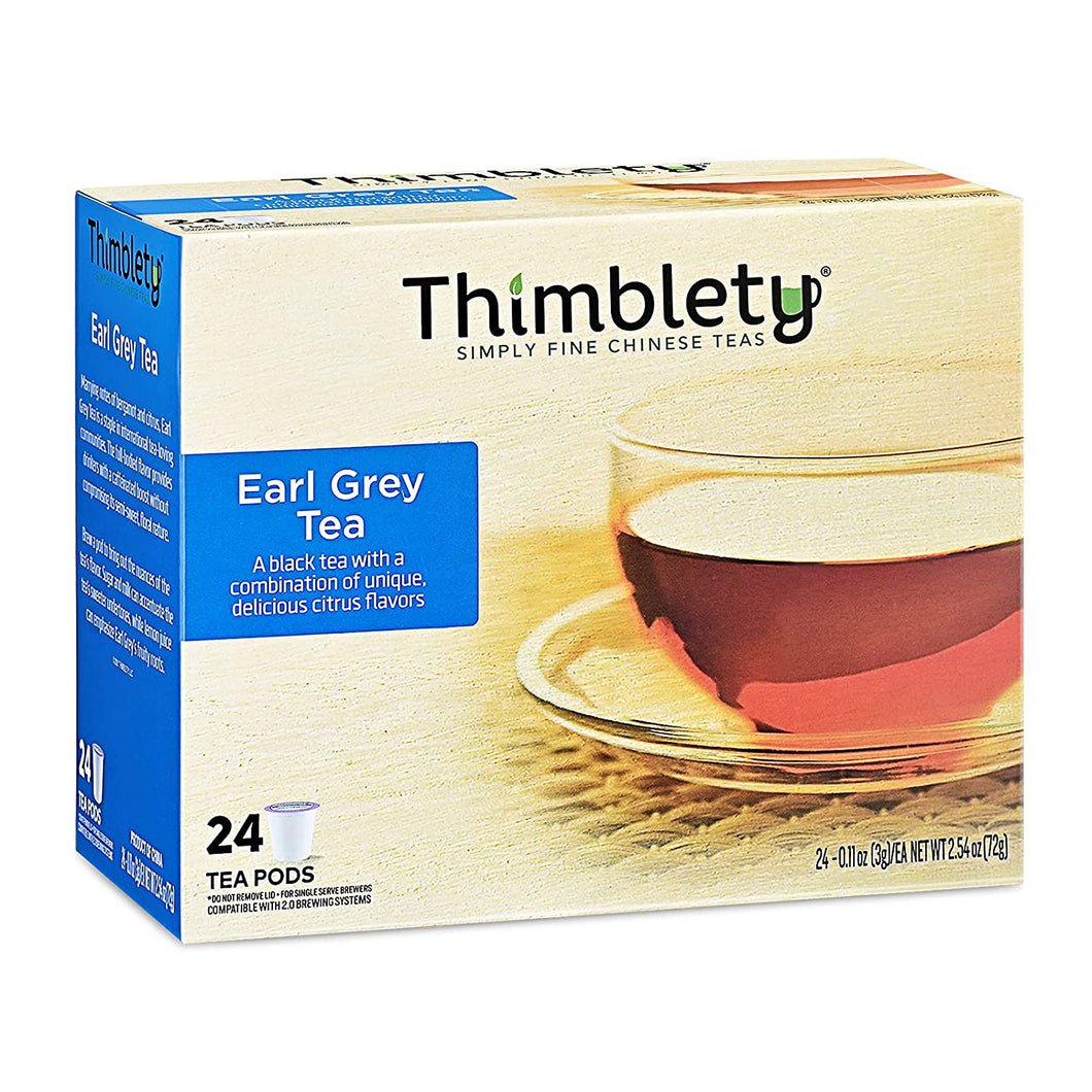 Thimblety Earl Grey Tea K-Cups for Keurig,Unsweetened Simply Fine Chinese Tea, Earl Grey Tea K Pods,Earl Grey Tea Capsule,Sugar-Free,Carb-Free,Zero Calorie 24 Pods